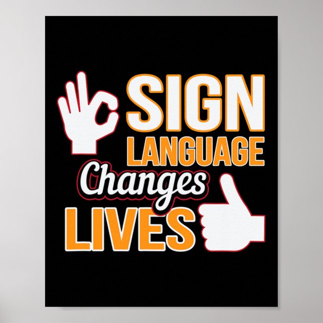 Poster Alterações de Idioma Vive Asl Interpreter Deaf Awa (Frente)