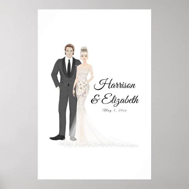 Poster Alternativa de Livro de Casamento de Casal Ilustra (Frente)