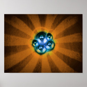 Poster Alto-falantes de música e explosão solar
