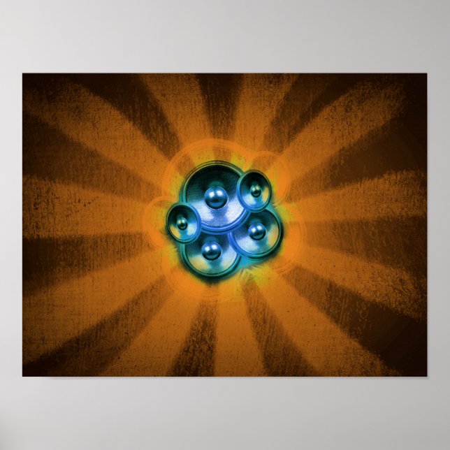 Poster Alto-falantes de música e explosão solar (Frente)