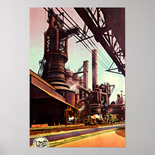 Poster Alto-forno 1930 de Gary, Indiana