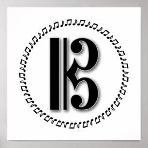 Pôster Alto ou Tenor Clef Music Note Design C Clef