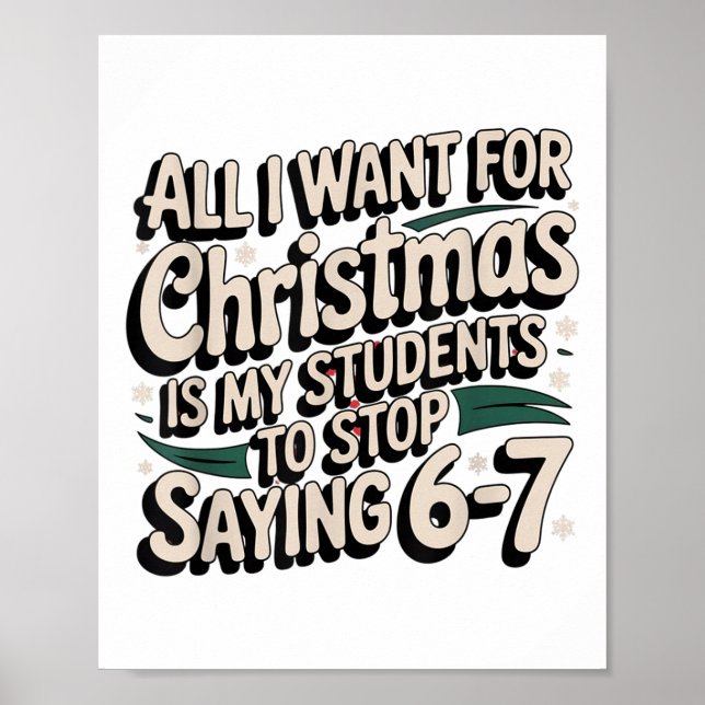 Poster Alunos Dizendo 6-7 67 Seis Sete Professor Engraçad (Frente)