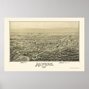 Poster Alvord, mapa panorâmico de TX - 1890