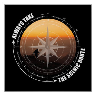 Pôster Always Take The Scenic Route Hiking Lovers 