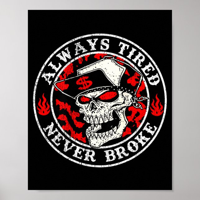 Poster Always Tired Never Broke Skull (on Back)  (Frente)