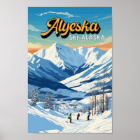 Alyeska Alaska Winter Viagem Art Vintage