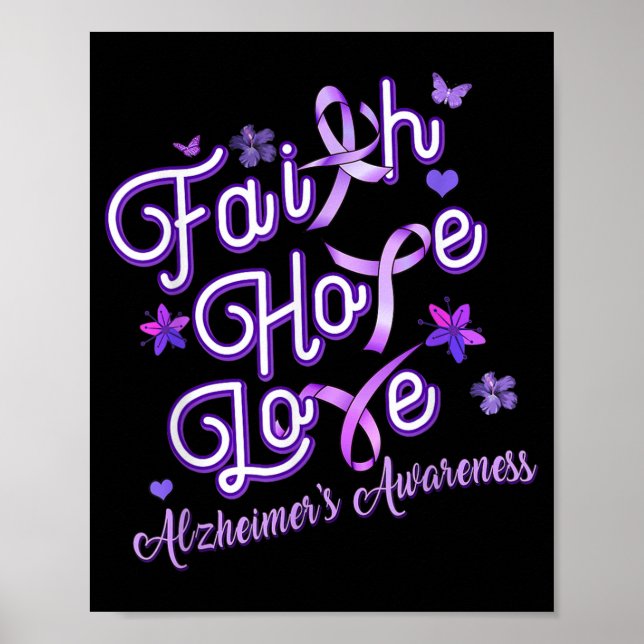 Poster Alzheimer's Awareness Purple Ribbon Products Faith (Frente)