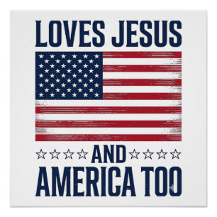 Pôster Ama Jesus E a América Demais Camisa Cristã Patriót