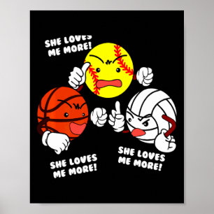 Poster Ama mais camiseta de softball basquete vôlei