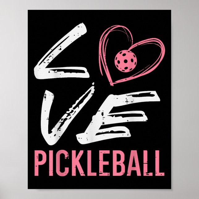 Poster Ama Pickleball Coração Picle Ball Mulheres Meninas (Frente)