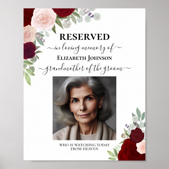 Poster Ama Reservado no Casamento Floral Vermelho do Céu (Frente)