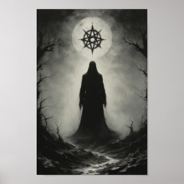 Poster Amaldiçoado fantasma demônio em frente ao seu símb