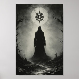 Poster Amaldiçoado fantasma demônio em frente ao seu símb