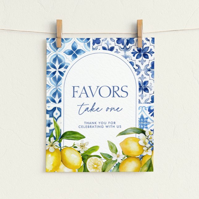 Poster Amalfi Coast Lemon Baby Shower Favors Sign (Criador carregado)