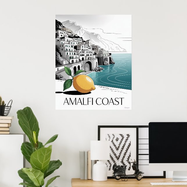 Poster Amalfi Coast Minimalist Line Art (Escritório em casa)