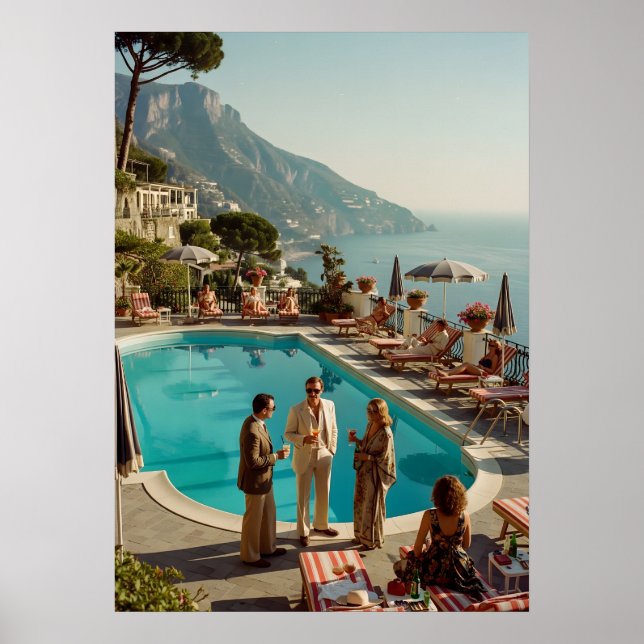 Poster Amalfi Coast Poolside Paradise – Mediterranean Sum (Frente)