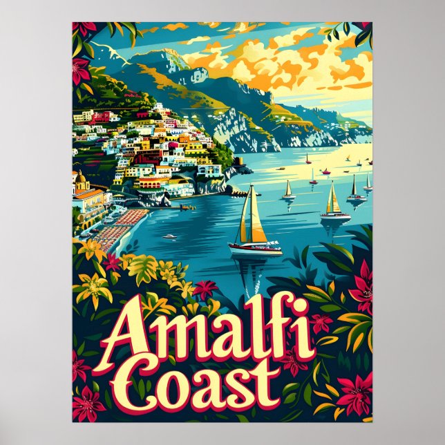 Poster Amalfi Coast Vintage (Frente)