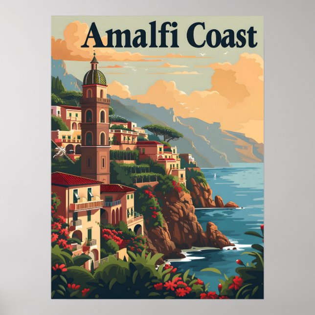 Poster Amalfi Coast Vintage (Frente)