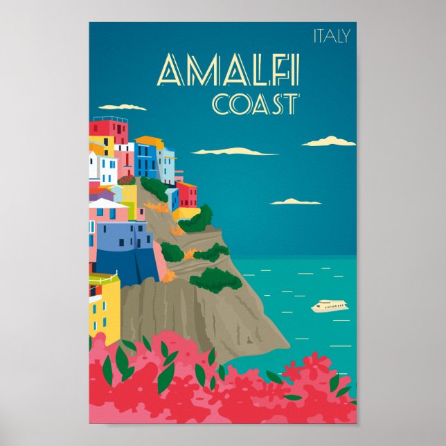 Poster Amalfi Itália Familiar Viagem (Frente)