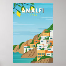 Amalfi Itália Retro Viagem Art Vintage