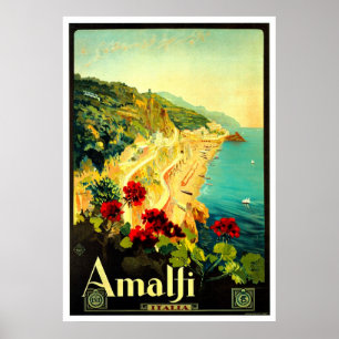 Pôster Amalfi Itália VintageTravel Advertisement