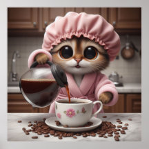 Amanhã Purr-fection - Whimsical Cat Barista Poste