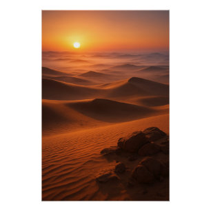 Pôster Amanhecer Dourado no Deserto Árabe – Paisagem Cine