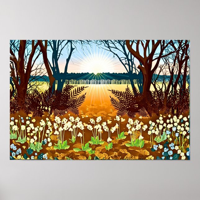 Poster Amanhecer Florestal e Flores Silvestres (Frente)