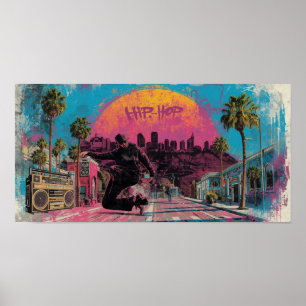 Poster Amanhecer Hip-Hop: Vibrações do Centro de LA
