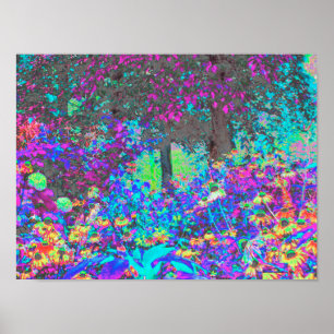 Poster Amanhecer Trippy de Limão Verde e Jardim Roxo