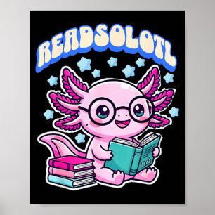 Poster Amante da leitura de livros engraçados axolotl kaw