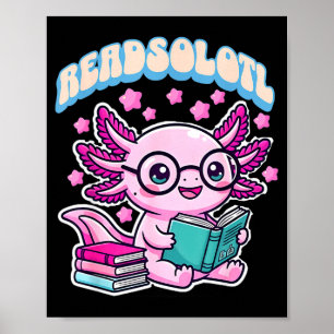 Poster Amante da leitura de livros engraçados axolotl kaw
