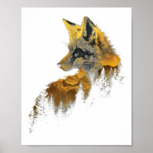 Poster Amante da Natureza Floresta de Raposa Montanhas Ca