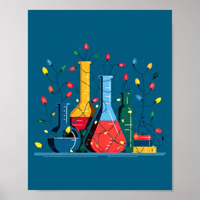 Poster Amante das Luzes de Natal de Química Químico Ciênc (Frente)