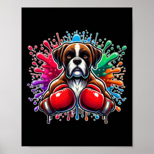 Poster Amante de Boxe Kickboxing Engraçado Boxer Cão Tint