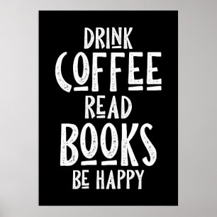 Poster Amante de Café Beba Café Leia Livros Seja Feliz