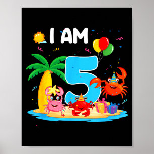 Poster amante de caranguejo de 5 anos tema de caranguejo