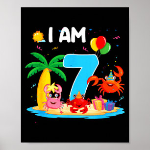 Poster amante de caranguejo de 7 anos tema de caranguejo