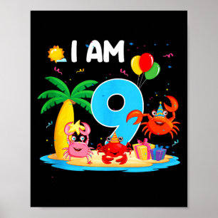 Poster amante de caranguejo de 9 anos tema de caranguejo