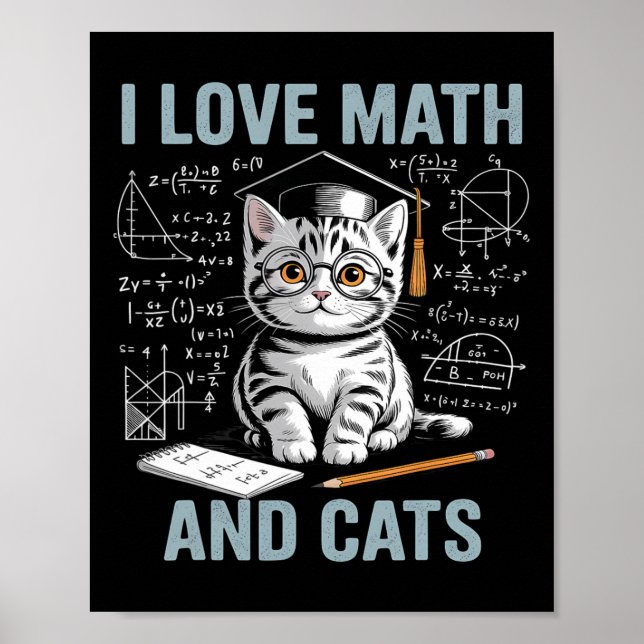 Poster Amante de Gato de Matemática Professor de Matemáti (Frente)