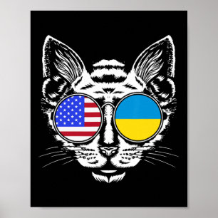 Poster Amante de gatos bandeira ucraniana Ucrânia america