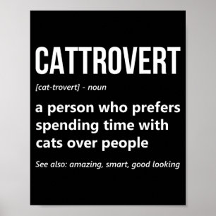 Poster Amante de Gatos Divertido Definição de Cattrovert 