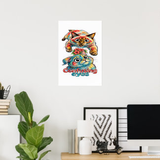 Poster Amante de Gatos Gato Engraçado Siamês & Charme Cha