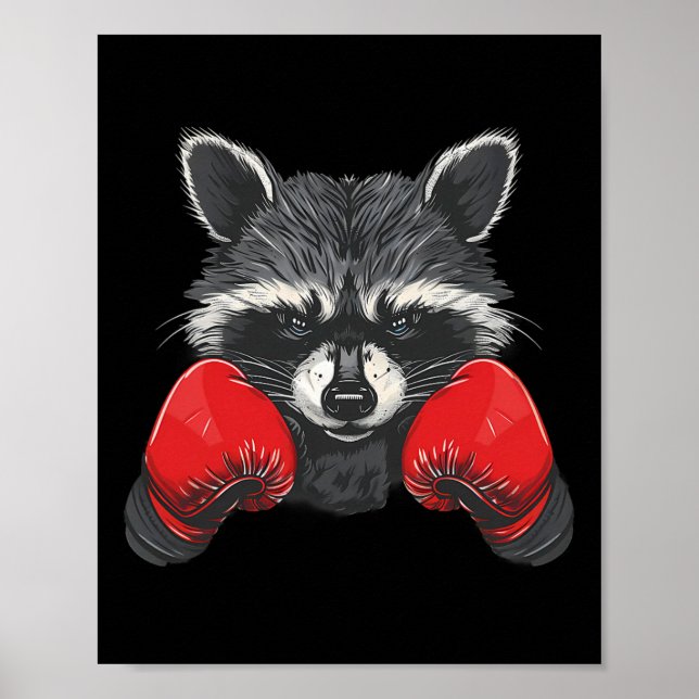 Poster Amante de Guaxinim de Boxe Luvas de Boxe Kickboxin (Frente)