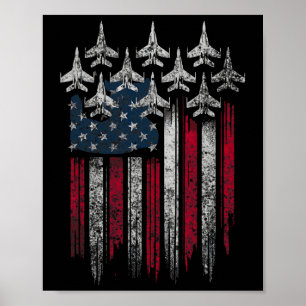 Poster Amante de Jatos de Caça da Bandeira dos EUA Patrio