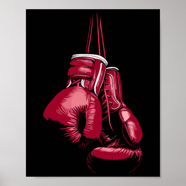 Poster Amante de Kickboxing Boxe Boxeador Luvas de Boxe V (Frente)