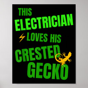 Poster Amante de Lagartixa Crestada Eletricista Réptil En