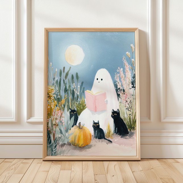 Poster Amante de Livros de Halloween Fantasioso Fantasmas (Criador carregado)
