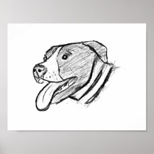 Poster amante de os animais de foto-cão desenhado pela m